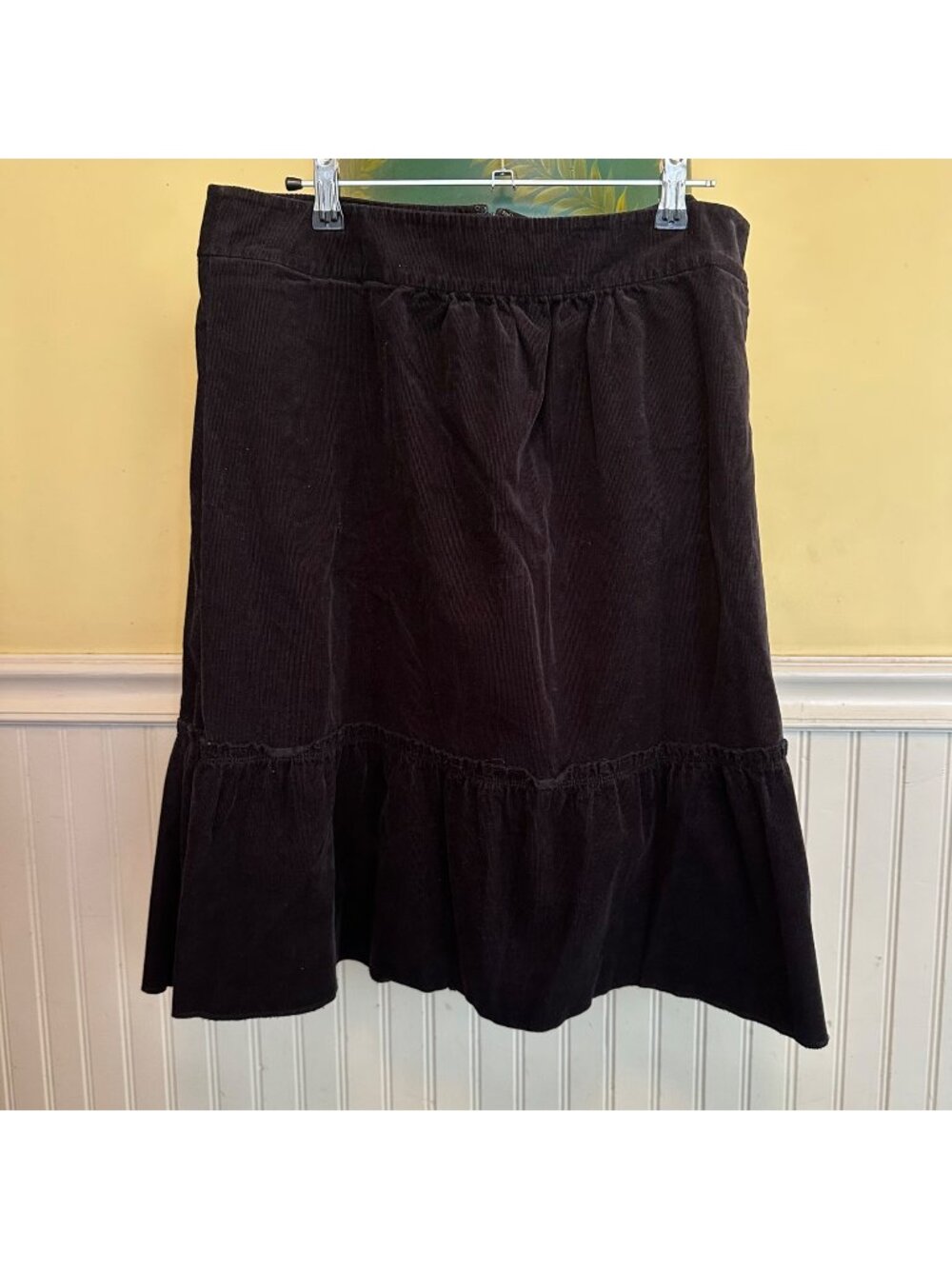 DKNY Black Corduroy Midi Skirt with Ruffle 12